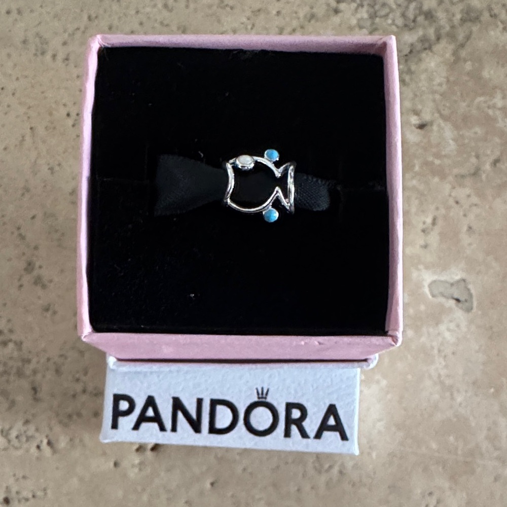 Pandora Silver Ring with Light Blue Details